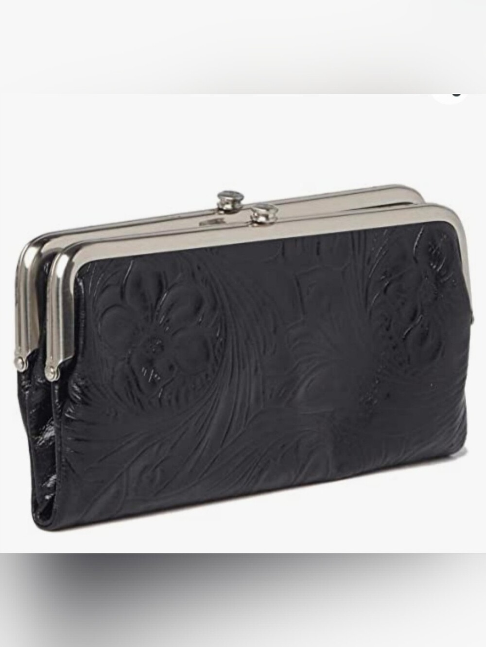 NWT - HOBO International Lauren Floral Embossed Black Wallet